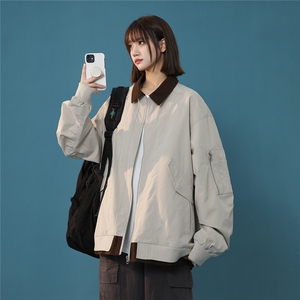 现货 春季宽松翻领拼接夹克潮设计款小众外套XZ811A-JK3010-P88图片