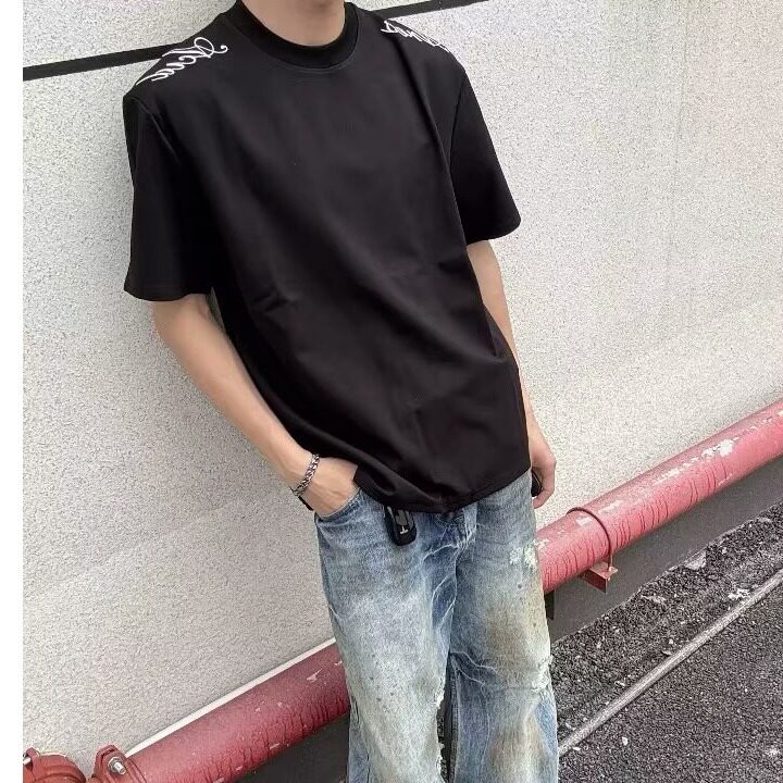 美式复古重工字母刺绣短袖T恤男女半袖潮流夏季潮牌HTX195,男装T恤,星座208-5