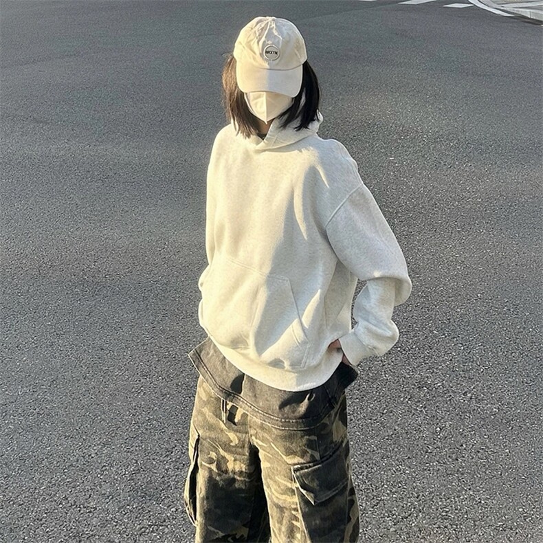 抖音得物高品质二开秋冬美式高街重磅结构辑明线连帽卫衣外套W75，男装卫衣，电商A486-1