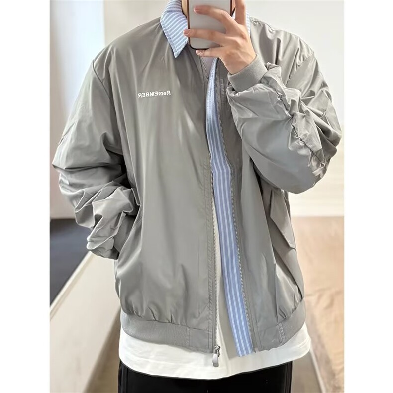 2025秋季新款双拉链防水立领夹克女情侣休闲宽松工装外套男，男装夹克，星座1210-1