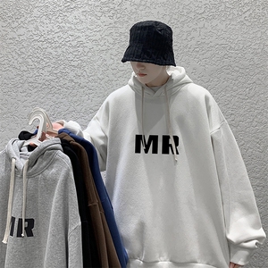 WY2253-P35 加绒款-P40 纯棉连帽卫衣男大码运动帽衫宽松薄外套男图片
