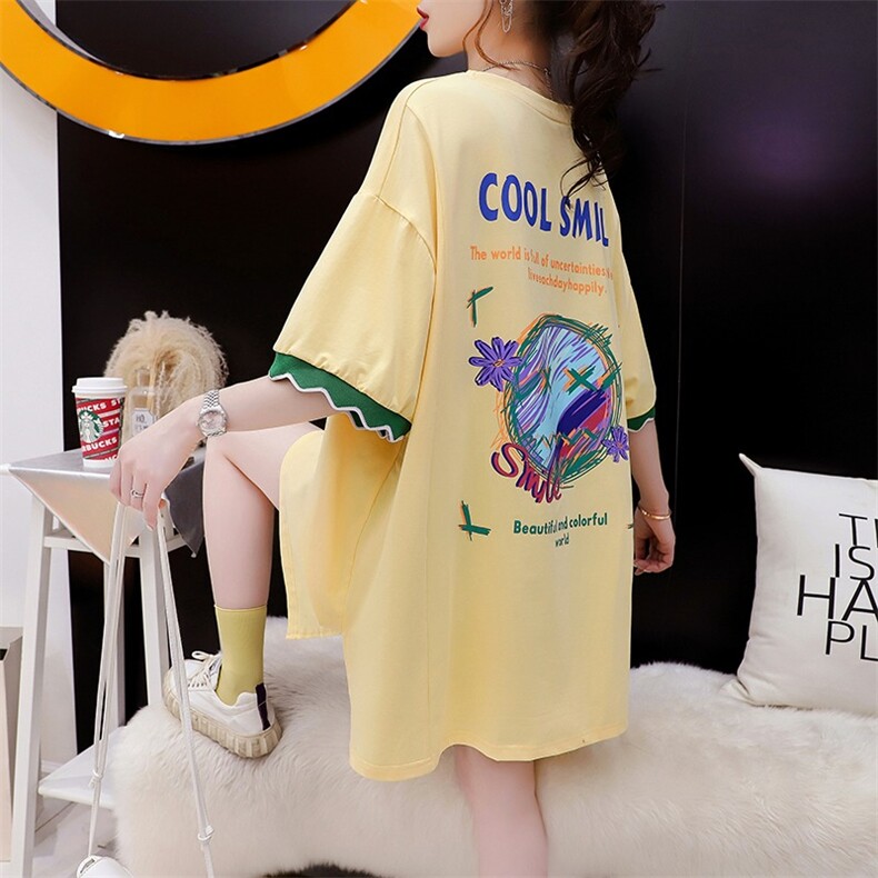 H18新款棉拉架夏季网红设计款涂鸦印花圆领T恤女P43，女装T恤，星座309B-2