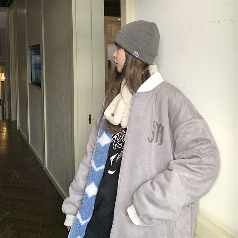 1港风情侣两面穿棉衣男麂皮绒羊羔毛夹克棉服男外套8702P110控148,男装夹克,星座226-2