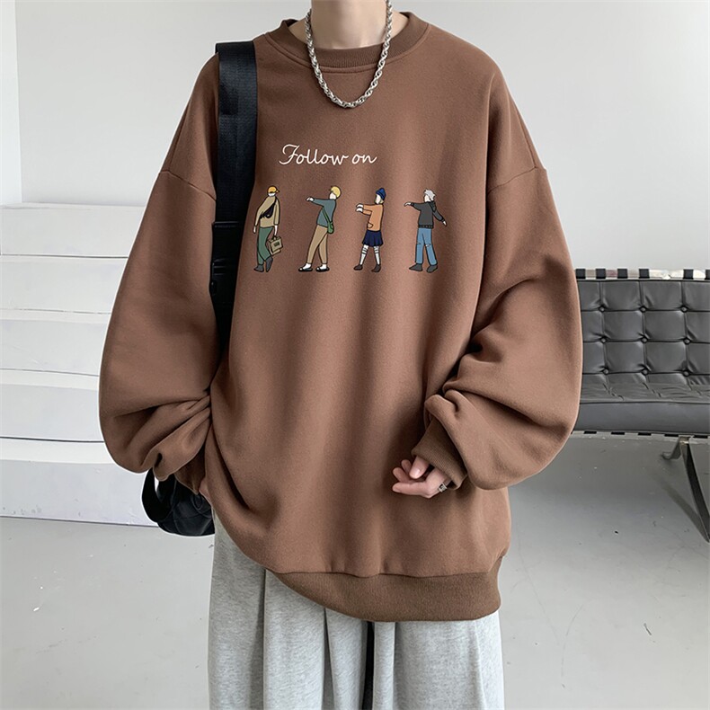 秋季圆领卫衣男大码韩版宽松长袖外套S6043-P28加绒款P33,男装卫衣,电商A040