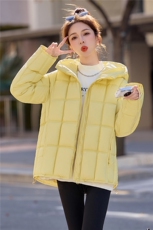 现货2025冬装时尚羽绒棉服中长款外套保暖加厚纯色百搭修身显瘦，女装棉衣/棉服，唯婧
