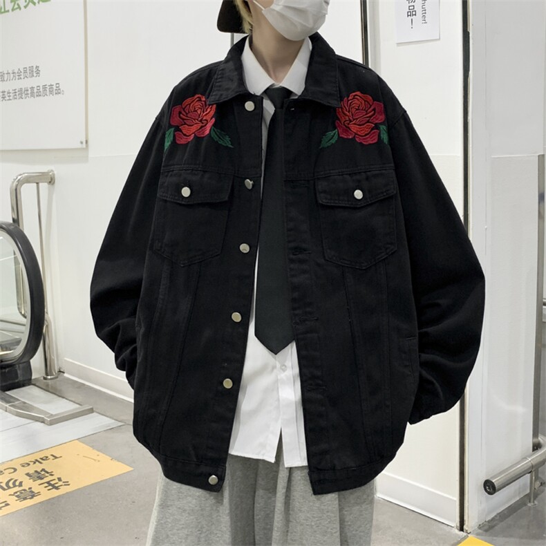 美式复古高街牛仔外套男女宽松ins原宿港风情侣装潮牌JK0259-P68,男装夹克,星座308B-1