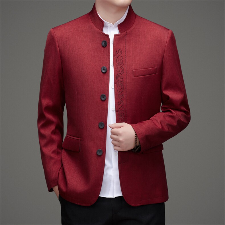 主推高品质中山装西服外套唐装男中老年风新中式西服上衣,男装西服,钱塘723