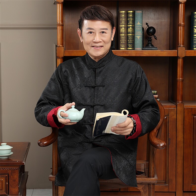 2024高品质秋款两面穿风唐装外套男士中老年中式复古盘扣夹克图片