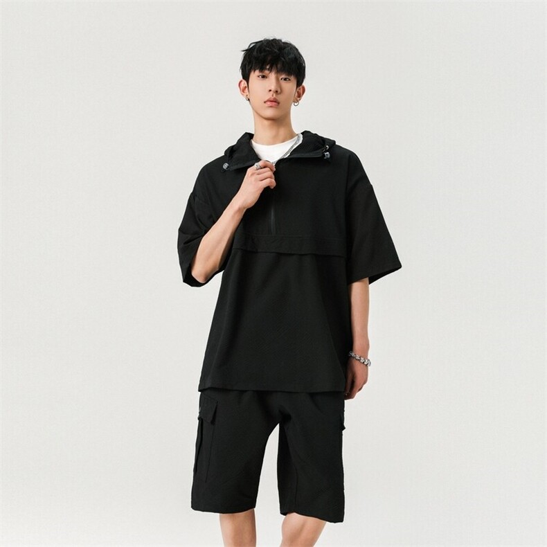 运动套装男士夏季工装短袖短裤休闲搭配两件套A406TZ2876特P68,男装休闲套装,星座309（原A406）