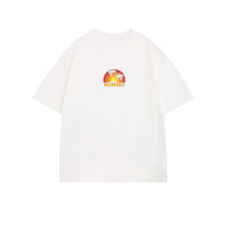 网图有货夏季日落印花短袖T恤男女街头宽松情侣上衣teeA568-P25,男装T恤,星座1505