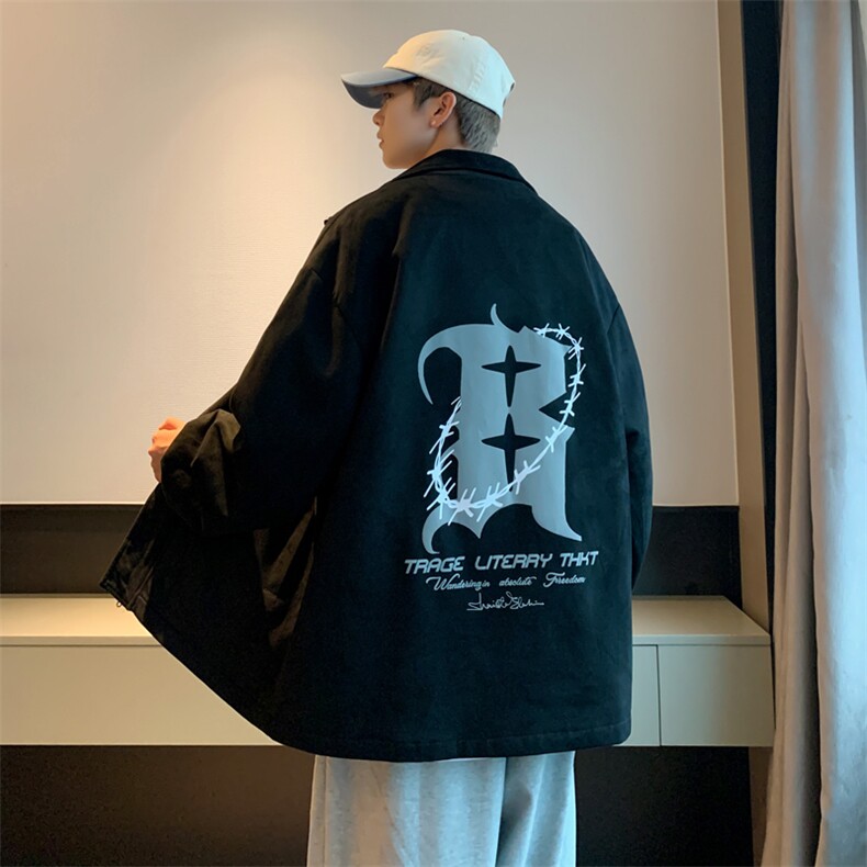 2025新款麂皮绒港风大码夹克男休闲冲锋衣户外外套6004-P60-控108,男装夹克,星座207