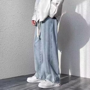 牛仔裤男秋季潮大码休闲裤子高街B035P30图片