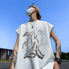 量大优供视频得物直播品220克夏季麂皮绒背心无袖T恤BJ202，男装T恤，电商A486