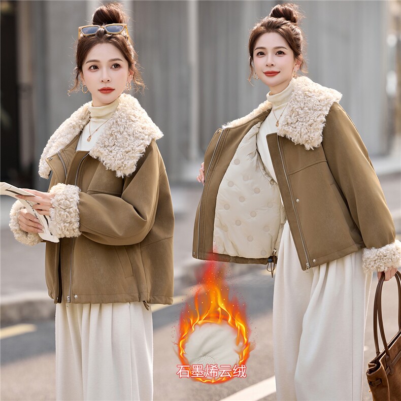现货2025年冬季新款时尚休闲韩版保暖石墨烯云绒棉服,女装棉衣/棉服,悦祺