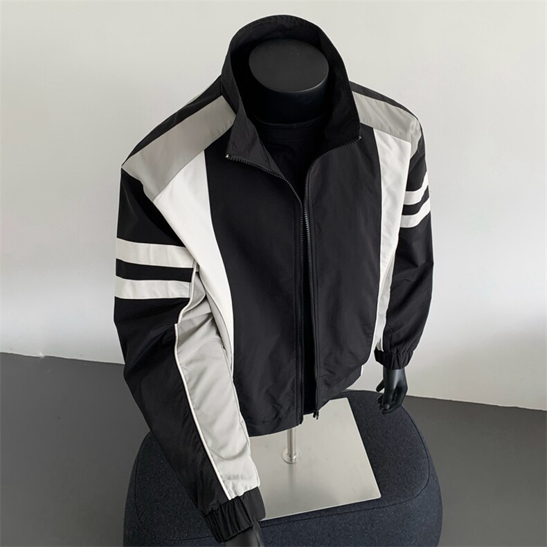 潮牌美式撞色拼接运动立领外套男宽松百搭夹克JK01573-P75,男装夹克,星座308B-2