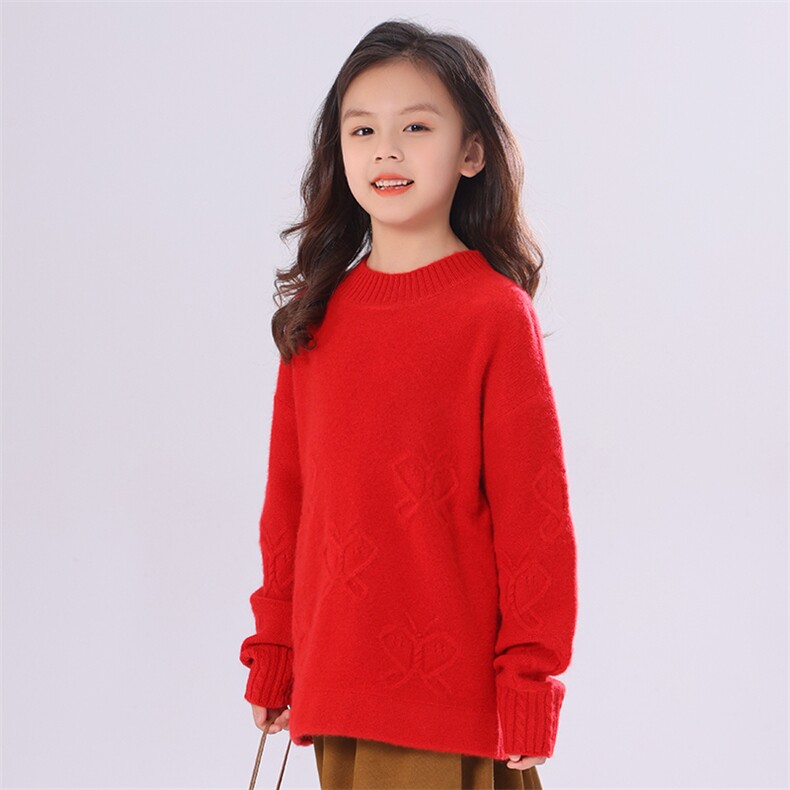 秋冬女时尚百搭休闲简约蝴蝶儿童羊绒衫，童装儿童羊绒衫，阿古朵