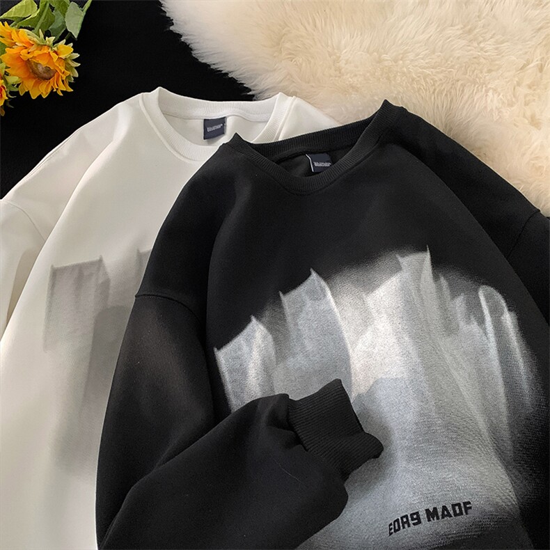 美式酒红圆领卫衣男女宽松秋冬情侣ins外套潮914-4-WY01p45控58，女装短外套，星座914-4