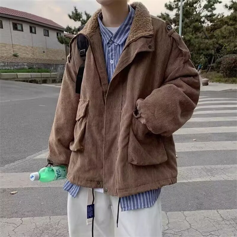 美式休闲羊羔绒棉衣外套男冬季加厚保暖棉服图片
