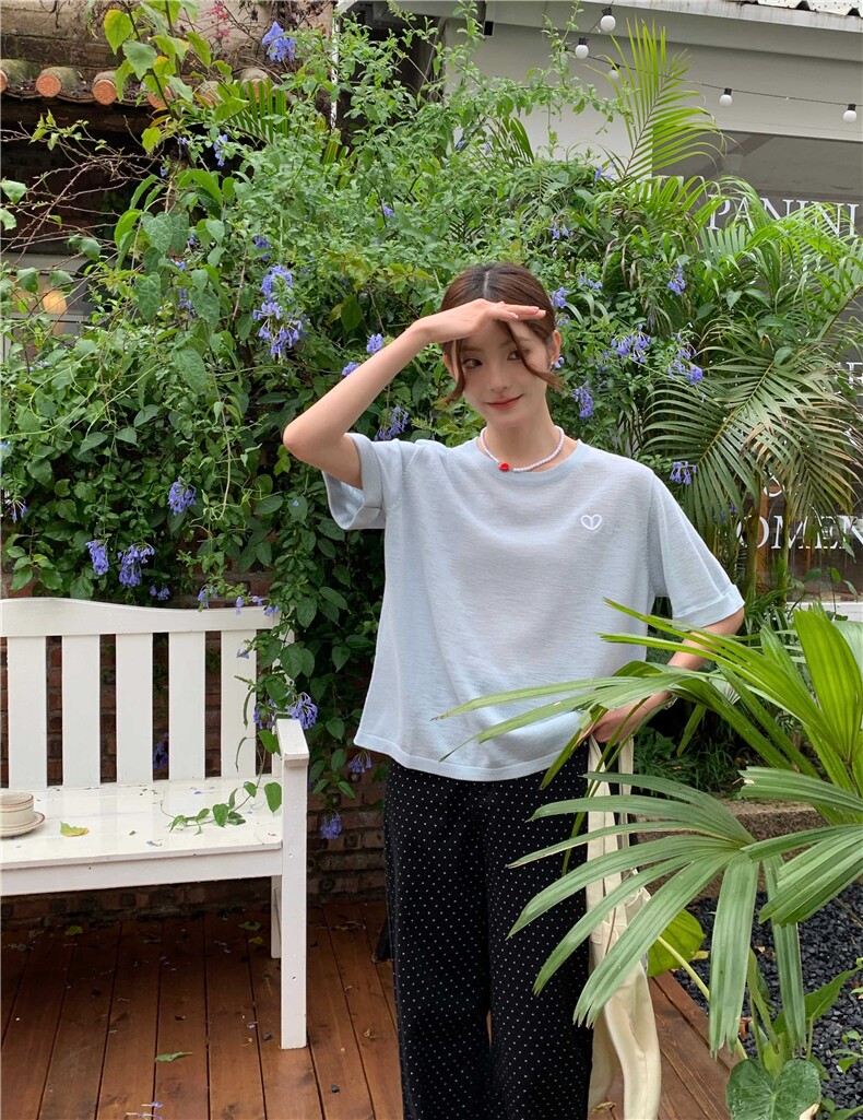 夏季新款简约百搭短袖针织衫女休闲上衣,针织衫/毛衣,伟祺羊绒