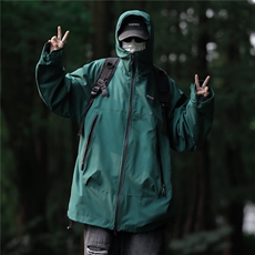 冲锋衣外套男春秋季户外防风防水登山服高街痞帅潮牌宽松连帽夹克，男装夹克，星座1210-1