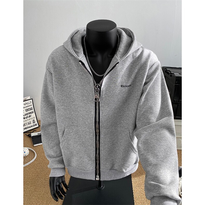 秋季美式开衫拉链高质量卫衣男潮牌高级感痞帅短宽外套男W72，女装短外套，星座310B-2