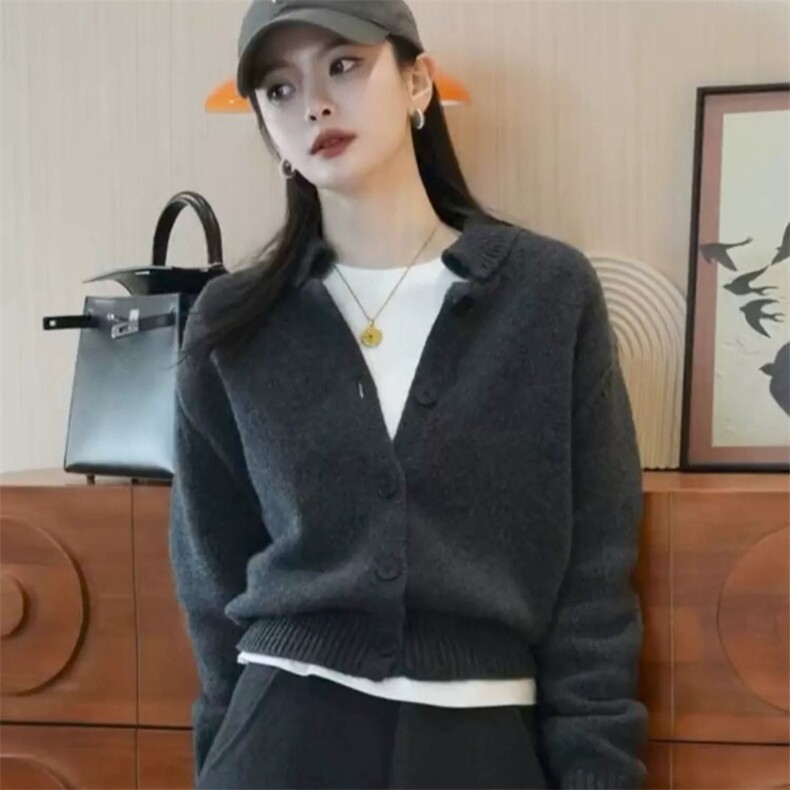 2025年秋季时尚百搭通勤简约休闲开衫，女装羊毛衫，朝辰羊绒