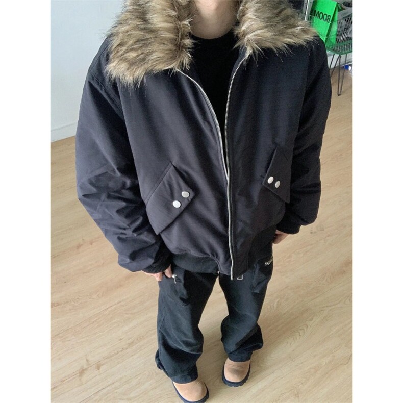 【有货】S476CC-特P98毛领工装棉服男加厚短款飞行夹克外套,男装夹克,星座1007（原301D）