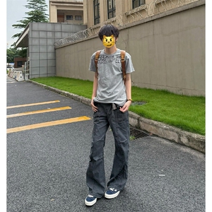 网图夏季新款得物二开复古工装裤男褶皱休闲裤子-A2051TP58控98