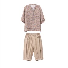 夏季纯苎麻上衣裤子两件套2022年夏季女款中年妈妈时尚套装，女装套装/套裙，忆绮罗