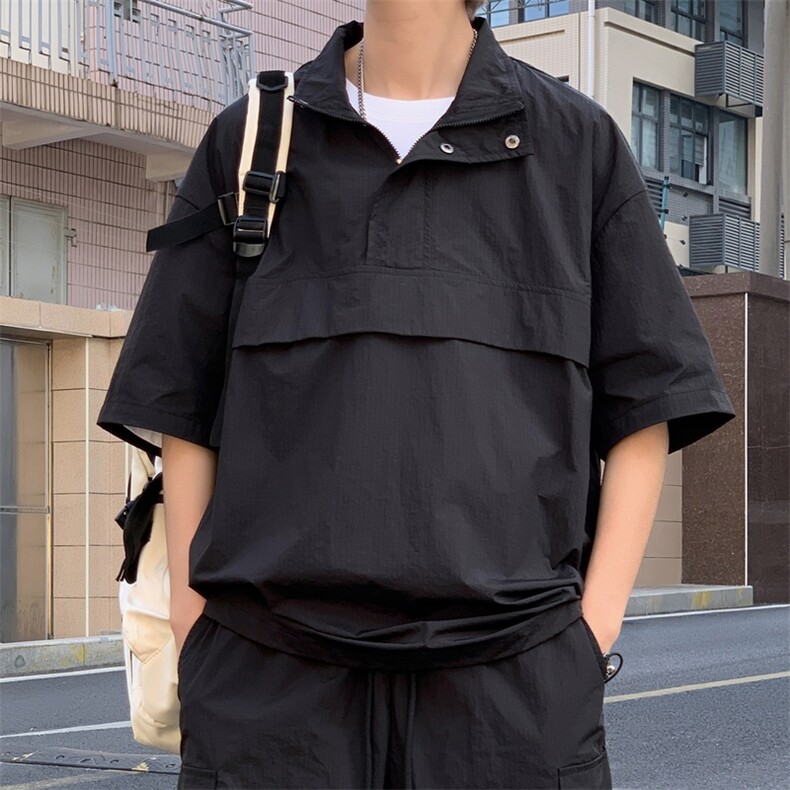 2025夏季新款冰丝POLO衫翻领翻晒短袖T恤109-T0066-P40,男装Polo衫,星座109