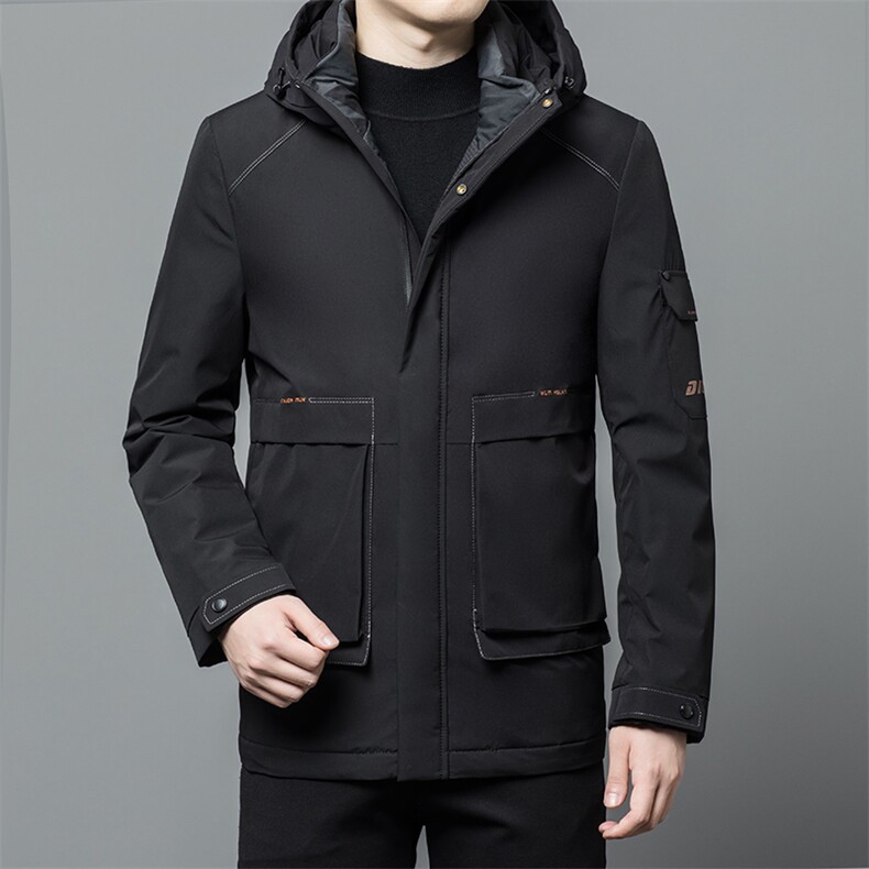 CAH1807钱塘2020-2中年男士冬加厚款百搭有帽商务休闲羽绒服P195,男装羽绒服,钱塘207-2