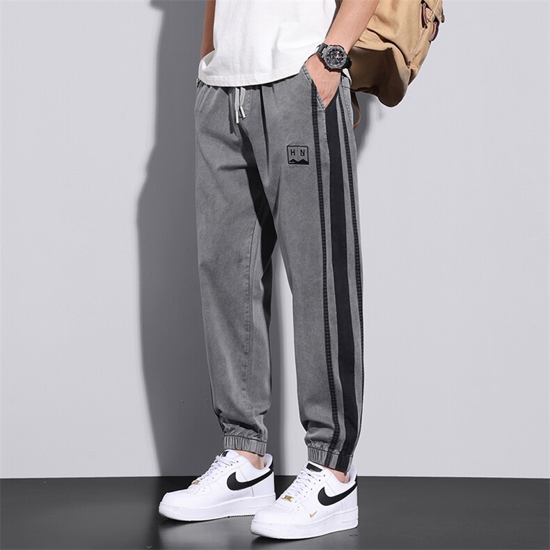 抖音夏季新款冰丝裤男束脚宽松抽绳哈伦裤潮牌百搭休闲长裤K2335，男装休闲裤，星座815-2