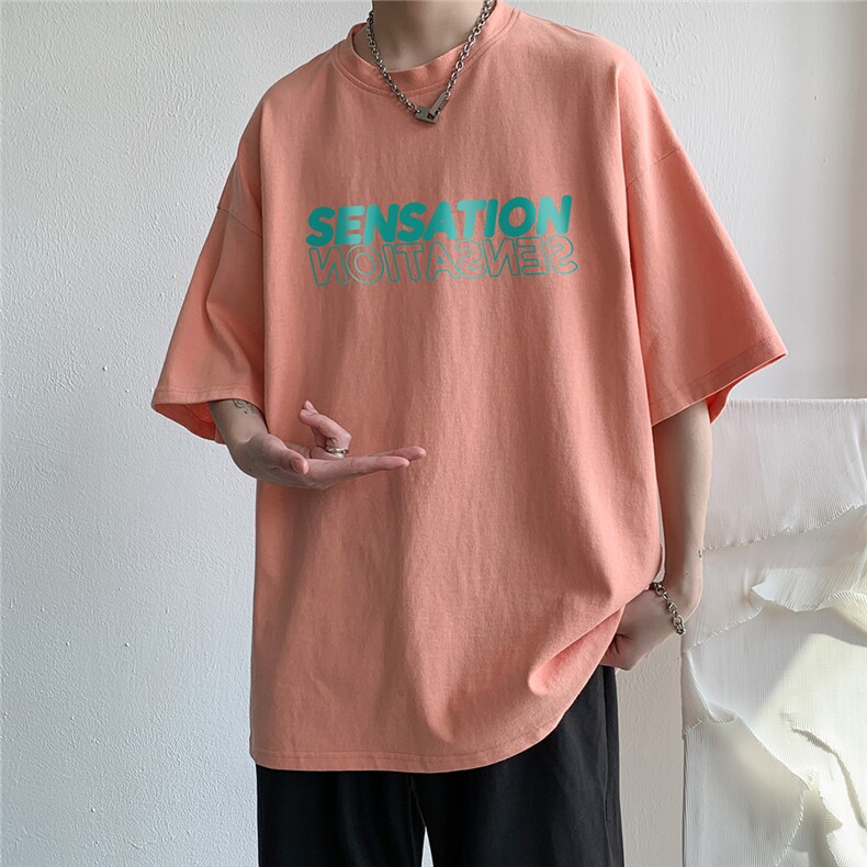 港风200g纯棉夏季新款短袖T恤字母印花简约新潮T46P25控38,男装T恤,电商A268A