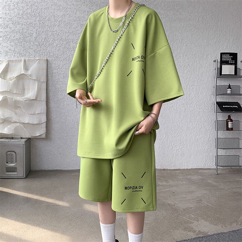 套装男夏季新款港风宽松短袖短裤一套运动装TZ911-P45，男装休闲套装，星座214-3