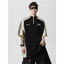 现货-原创-运动风拼接短袖撞色T恤解构T美式T1016-1T352P43K79，男装T恤，星座1016-1（原电商B408-1）