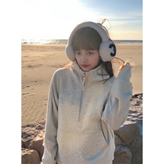 抖音得物二开美式重磅宽松结构拉链设计防风高领连帽卫衣外套W76，男装卫衣，电商A486-1
