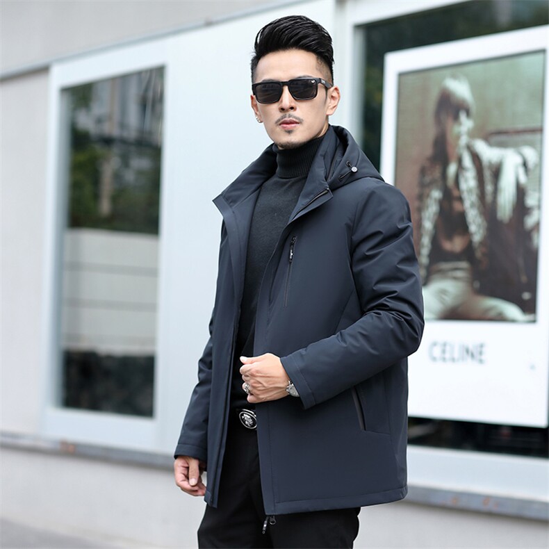 脱卸内胆帽子中年轻薄90绒羽绒服外套男冬款中老年羽绒服大衣,男装羽绒服,钱塘723