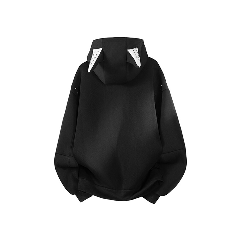 抖音得物高品质26春装美式高街铆钉杜宾犬耳朵开衫卫衣外套W125,女装短外套,电商A486