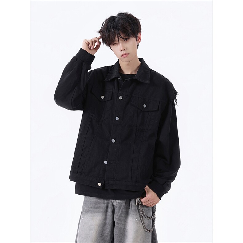 都市潮感街头简约款无袖马甲日系休闲经典休闲牛仔上衣HY725P55，男装工装外套，电商A102B