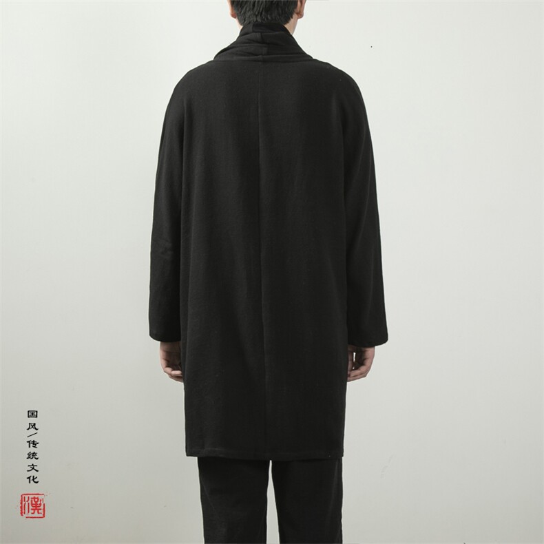 秋冬新款风男装汉服改良中长款男士道袍T099P90,男装民族服装,钱塘802