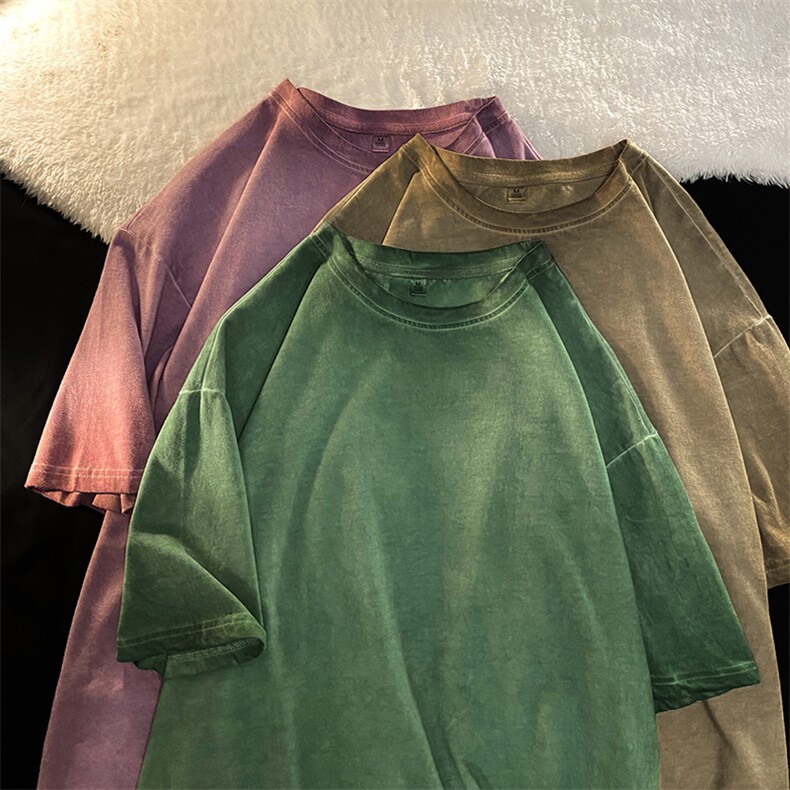 新款纯短袖220克T恤潮牌美式高街头风落肩重磅宽松MT35010-P48，男装T恤，星座717