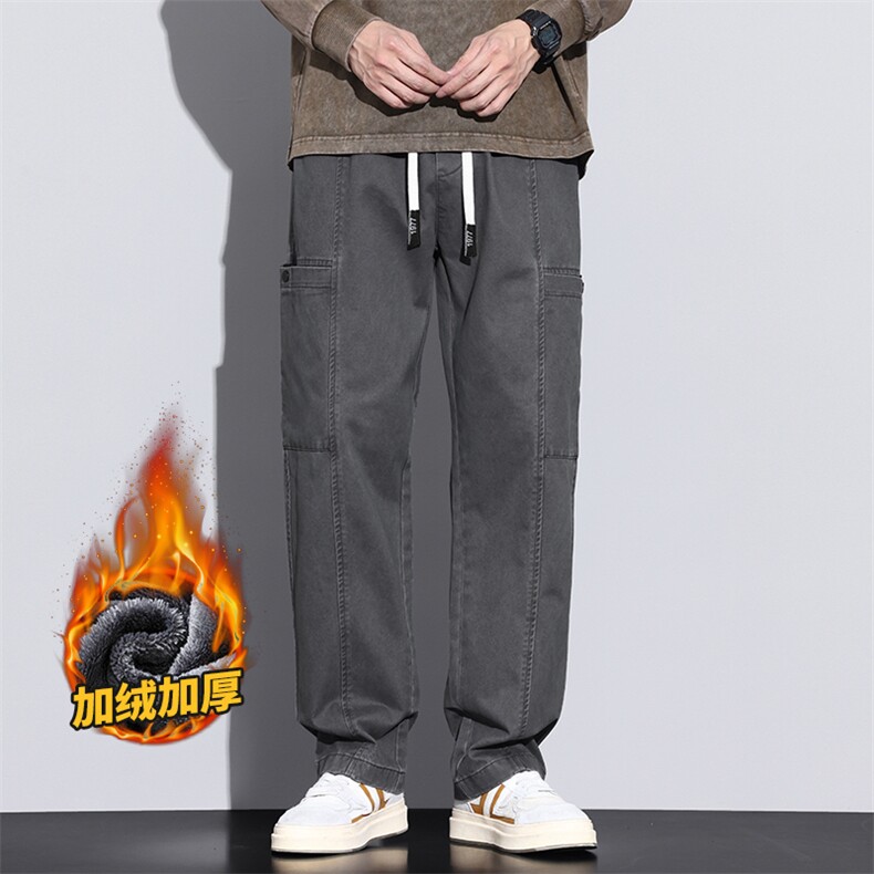 美式工装阔腿裤复古休闲男宽松潮牌直筒裤长裤Z2345-P50/加绒P58,男装工装外套,星座509
