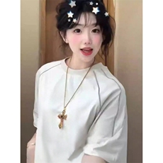 抖音得物二开240克宽松纯棉美式高街夜光反光工艺辑线短袖T恤，男装T恤，电商A486