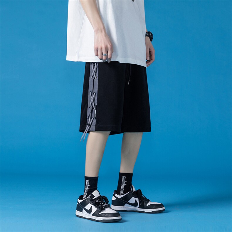 2023夏季新款日系蓝底大码绑带休闲短裤M-5XHK22159-P40,男装休闲裤,电商A022