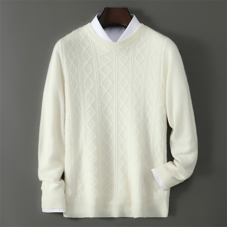 2025百搭时尚简约圆领长袖百搭羊毛衫，男装羊毛衫，千国羊绒