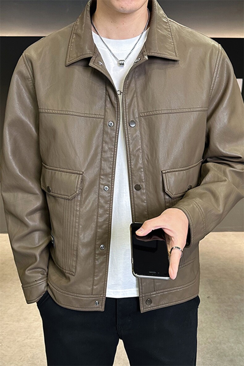 2026新款皮衣外套秋季男装上衣美式休闲皮夹克A313-99071-P135,男装夹克,电商A313