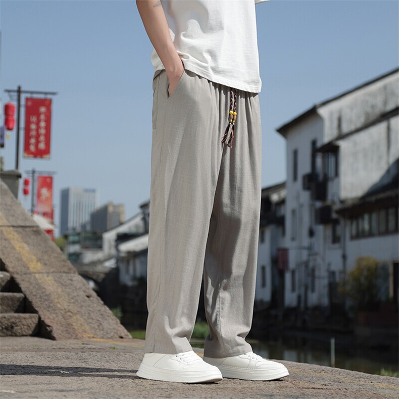 风亚麻休闲九分裤012-批55,男装休闲裤,星座816A（原B366）