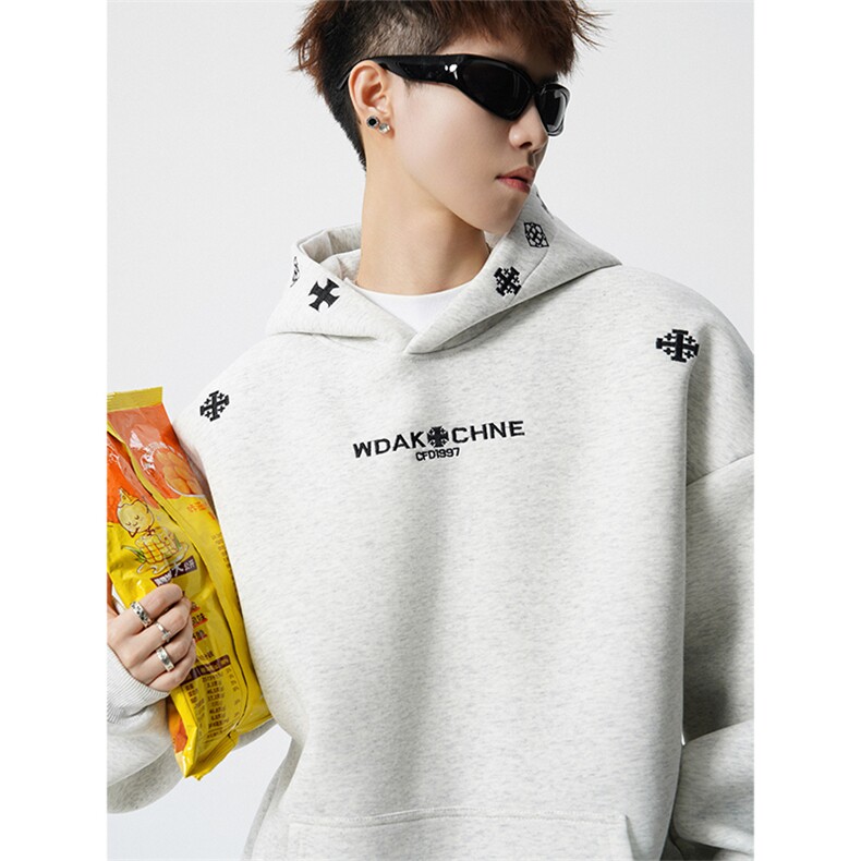 加绒卫衣男十字架刺绣连帽外套W721-特P55加绒P65控98加绒控108，女装短外套，星座209-2