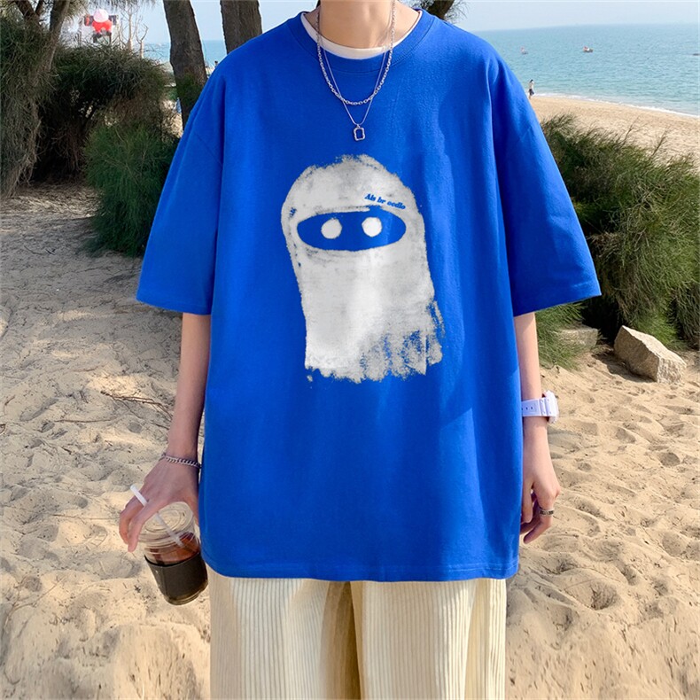 ！23夏季新款宽松大码港风幽灵短袖纯棉T恤T1992-P25,男装T恤,星座508（原C305）