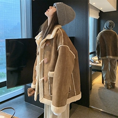 现货24秋皮毛一体羊羔毛短外套9025-P185-K268，女装短外套，2C305